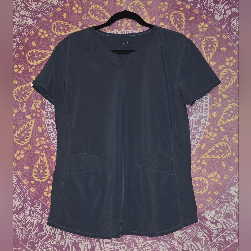 Scrubstar Women’s Pewter Gray Scrub Top Medium Medical Workwear Healthcare Nurse